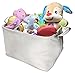 Magic Solutions New Canvas Storage Bin, Toy Organizer (2 Stickers Included) - Large Enough for Baby and Dog Toys, Clothing, Best as Kids Toy Box, Laundry Hamper and Nursery Organizer (White/Ivory)