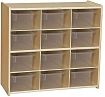 Contender C16121F Baltic Birch 12-Cubby Storage Unit w/Clear Tubs-Assembled