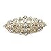 Bridal Hair Barrette Gold Plated Romancing Heart Rhinestone Crystal Small 2.5 inches