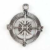 20x Charms Round Compass Antique Silver Alloy Handmade Findings Fit Crafts