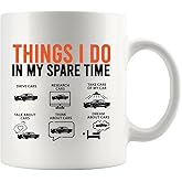 Panvola Things I Do In My Spare Time Car Gifts For Men Women New Drivers Boyfriend Dad Husband Car Lovers Mechanic Collector Ceramic Coffee Mug 11 oz White (White, 11 oz)