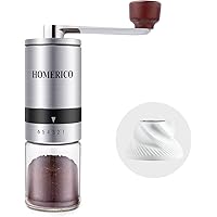 Homerico Manual Coffee Grinder with External Adjustments, Ceramic Conical Burr Mill & Stainless Steel Waterproof Body…