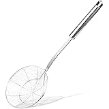 Sihuuu Stainless Steel Strainers, Slotted Spoons,Wire Mesh Skimmer With Long Handle for Kitchen Deep Fryer, Spaghetti, Noodle