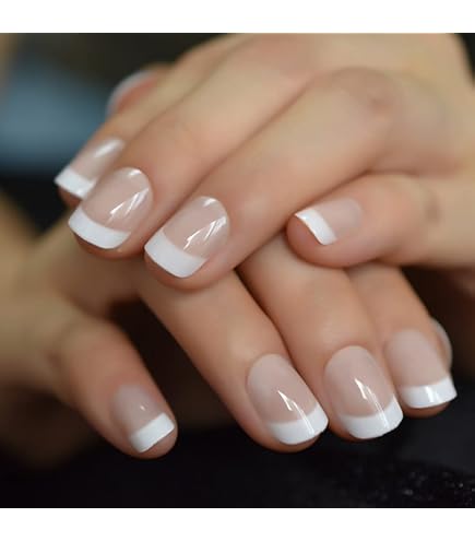 Amazon.com: Coolnail Summer Short Natural Nude White French Nail