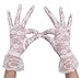 AbbyLexi Women's Vintage Sheer Floral Lace Gloves with Wrist Ruffle, White