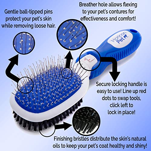 Premium Dog Brush Set by Horicon Pet Interchangeable Dog Grooming