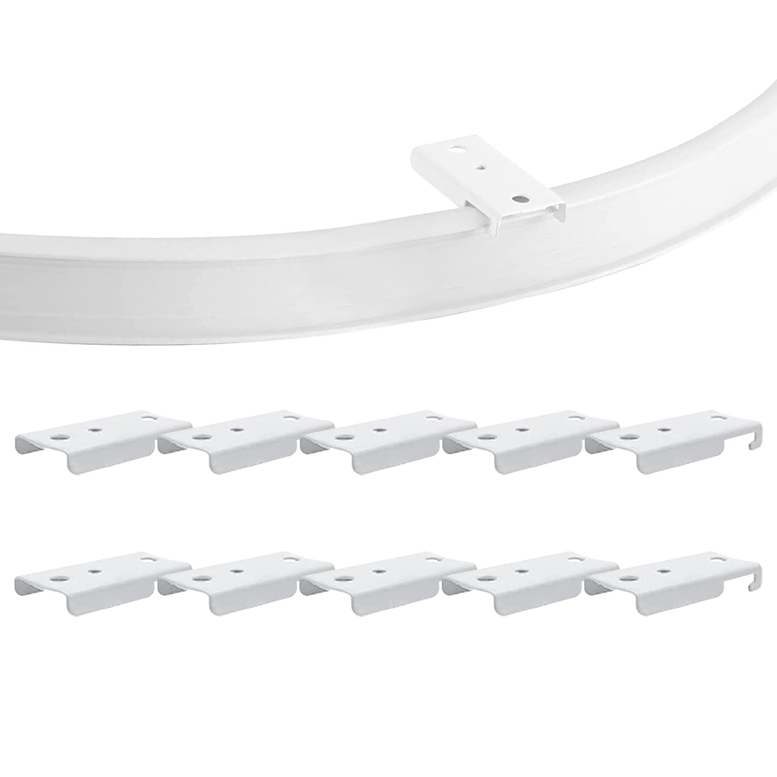 Curtain Track Ceiling Mounted Brackets for Flexible Bendable Curved Curtain Rail, Stainless Steel, 10 Pcs White