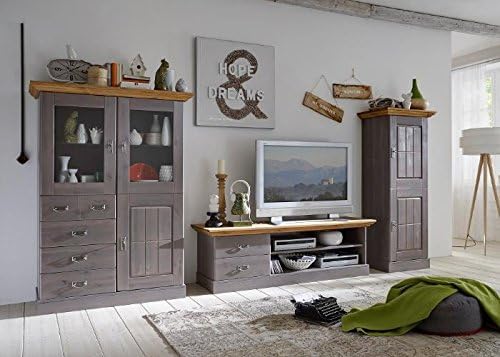 Wohnwand Fohr Kiefer Massiv Grau Laugenfarbig Grau Holz Honig Massivholz Amazon De Kuche Haushalt