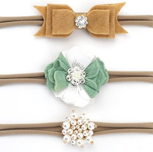 Baby Girl Nylon Headband / Floral Hair Band-Gentle Elastic Design Set of 3