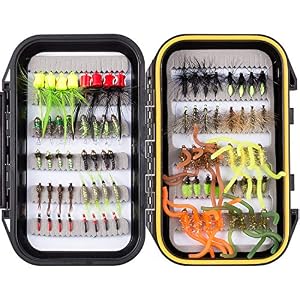 Bassdash Kit De Mouches Pour Pêche à La Mouche – Assortiment De Mouches Pour Pêche à La Truite Et Au Bar – 36/64/72/76/80/96 Pièces – Avec Mouches Sèches Et Humides, Nymphes, Serpentins, Popper