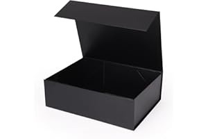 Giftgarden 11”x8”x3.5” Black Gift Boxes with Magnetic Lids, Large Collapsible Gift Wrap Box Magnet Clourse for Presents, Mothers Day, Birthday, Wedding, Bridesmaid Groomsman Proposal Box, 1 Pack