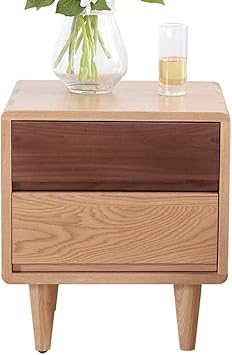 Amazon Com Nightstand With 2 Drawers Solid Wood Bedside Table Oak