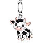 Cow Charms for Jewelry Making - 925 Sterling Silver Cute Bead Charm Gifts for Women Men Cow Lovers