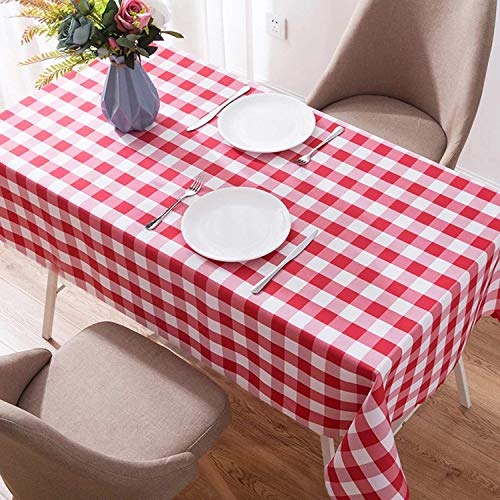 YEMYHOM 100% Polyester Spillproof Tablecloths for Rectangle Tables 60 x 104 Inch Indoor Outdoor Camping Picnic Rectangular Table Cloth (Red and White Checkered)