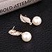 KAVANI Women's Rose Gold Silver Plated Heart-Shaped Leaf Pearl Zircon Jewelry Set Pendant Necklace Earring Set