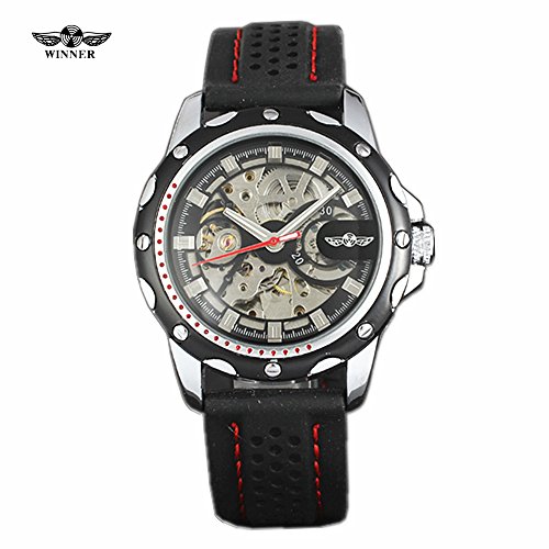 Winner Watch Men Sports Fashion Rubber Strap Skeleton Automatic Mechanical Wristwatches
