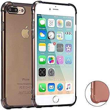 iPhone 7 Case [Shockproof] [Slim Fit] Flexible TPU Clear Gel Rubber Soft Skin Silicone Protective Case Cover For Apple iPhone 7 Plus cases TUTUMU (Transparent Black (5.5))