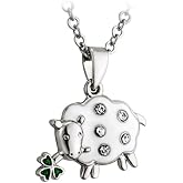 Solvar Irish Sheep Necklace Rhodium Plating, Enamel & Crystal