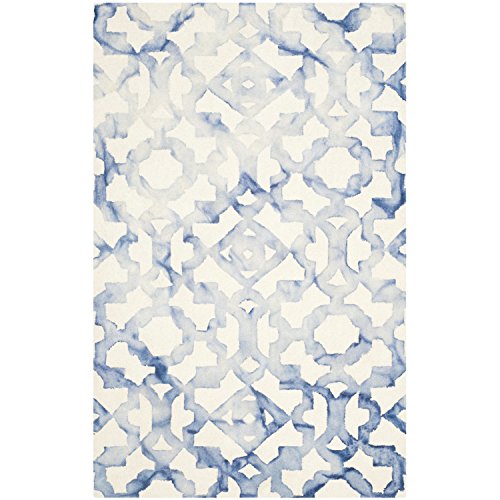 Safavieh Dip Dye Collection DDY717A Handmade Geometric Watercolor Ivory and Blue Wool Area Rug (4' x 6')