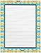 Kid's Camp Blue Emoji Lined Stationery Paper 26 Sheets