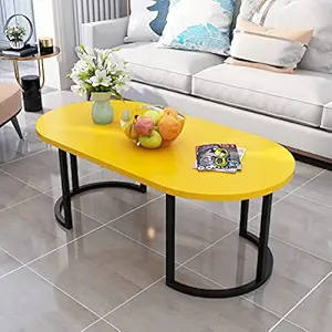Dime Arts Shoppee Large Center Table Coffee Table,Sofa Side Table Simple Design Beautiful Coffee Table,Modern Coffee Table Living Room Minimalist Side Table for Home,Office (Black & Yellow)
