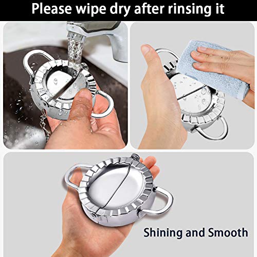 DIFENLUN Dumpling Maker, 2PCS Stainless Steel Dumpling Mold Ravioli Mould Empanada Press Dumpling Wrapper Dough Stamp Cutter Pastry Pie Making (3.74"/9.5cm, 2.95"/7.5cm) - Thumbnail 5
