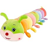 AOQI Caterpillar Plush Pillow 27.5in Stuffed Animal Birthday Gift | Multicolor Caterpillar Big Hugging Pillow Cute Plush Soft Pillow Doll ,Giant Plush Toy,Gifts for Girl Boy Babies Birthday