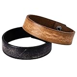 Aienid Leather Bracelets for Couples Cuff Bangles Wristbands for Men Adjustable,23.5cm