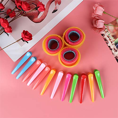 LOCOLO Self Grip Hair Rollers Set - 48 Hair Rollers and 12 Duckbill Clips, Hairdressing Curlers Tools for Women, Men, Kids(24mm, 32mm, 36mm, 46mm)