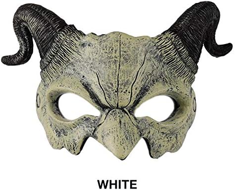 Halloween Horned Devil Half Mask Demon Polyurethane Foam Halloween Costume Mask Christmas Party Decorations Adult Costume Accessory white