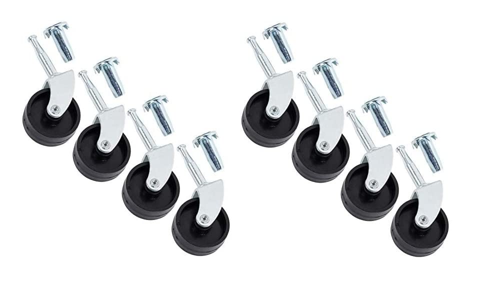 Just Accessories 8 x Heavy Duty Hard Plastic Nylon 360 Swivel Castor Wheels Trolley Furniture with Sockets