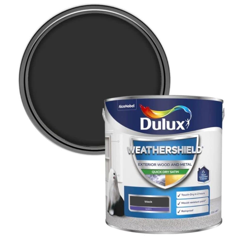 Dulux Weather Shield Quick Dry Satin Paint, 750 ml - Black