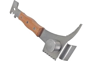 AukBeeFun Multipurpose Steel Hive Tools with Wooden Handle and 7 Functions Beekeeping Hive Scraper Tool Professional Beekeeping Equipment