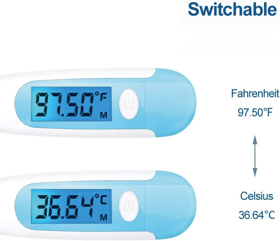 Easy@Home Digital Basal Thermometer with Blue Backlight LCD Display, 1/100th Degree High Precision and Memory Recall, Upgraded EBT-100B(Blue): Health & Personal Care
