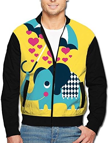 Roajgas Mens Cute Elephant Baby Casual Sport Zip Outerwear Jacket
