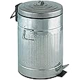 WENKO Step Trash Can with Lid and Pedal, Retro Metal Garbage Bin, for Bathroom, Kitchen, Office, Soft Close, 3 Gallon, 10 x 16.5 x 10 in, Gray