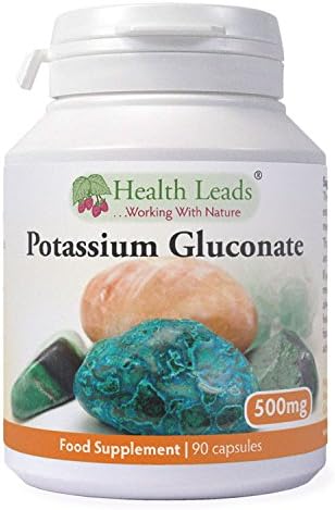 Potassium Gluconate 500mg x 90 Capsules (100% Additive Free Supplements), 90 count (Pack of 1)