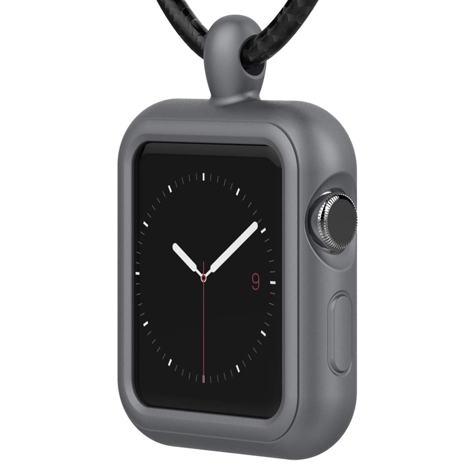 HALLEAST Compatible with Apple Watch Necklace Pendant Silicone Case Cover Replacement for iWatch Pendant Series 9 8 7 6 5 4 3 2 SE SE2 SE3, 38 40 41mm, Gray