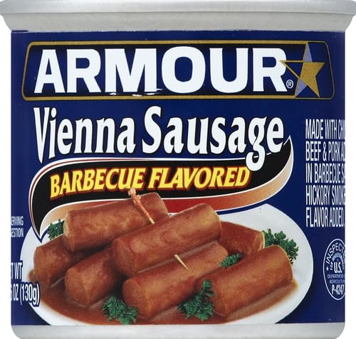 ARMOUR STAR VIENNA SAUSAGE, BARBECUE FLAVORED, CANNED SAUSAGE, 4.6 OZ