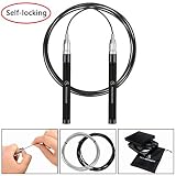 Mounchain Adjustable High Speed Aluminum Jump Rope, Patent Pending Self-Locking, 360 Degree Spin Professional Fitness Training with Anti-Wear Pipe,Skipping Rope Fit for for Crossfit, Workout & More