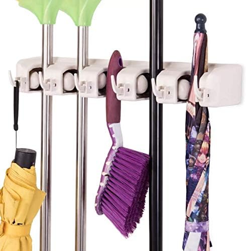 thumbnail image 2 of Wall Mounted Mop Broom Rack Heavy Duty Organizer For Kitchen Laundry Room Garden Storage 2 of 13