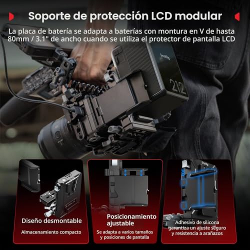 SMALLRIG Upgraded V-Mount Battery Plate Kit, with QR Plate for Ark, Screen Protector, Cable Clips, D-Tap/USB-C, for Mirrorless/DSLR Cameras and NEEWER Batteries - 5227