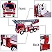 Fire City Truck Toy Rescue Truck Friction Powered 1:16 Simulation Vehicle with Light and Sound, 6 Wheels and a Extensible Ladder, Red and Gray