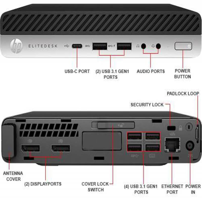 HP EliteDesk 800 G3 Mini PC de escritorio pequeño con monitor FHD de 27 pulgadas, Intel Core i7-7700T, 8 GB de RAM, 256 GB SSD, WiFi USB, DisplayPort, Windows 11 Mini computadora (Reacondicionado)