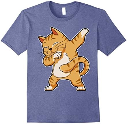 Mens Dabbing Cat Shirt - Funny Cats Kitty Kitten Dab T-Shirt Tees Large Heather Blue