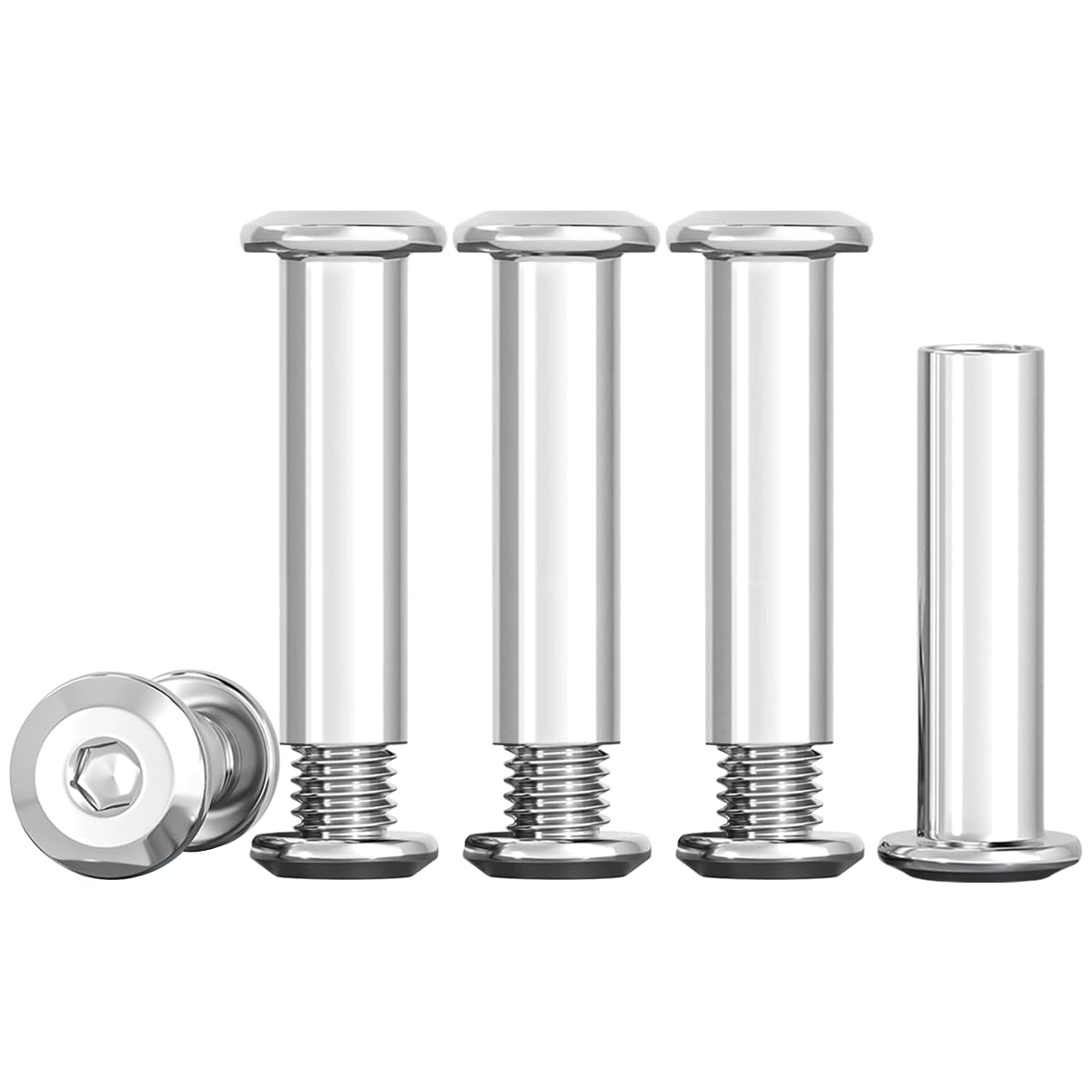 Drenky Barrel Nuts Kit M4 Furniture Connector Nuts M4 X 25mm 304 Stainless Steel Bolts Rustproof Connection Screws Belt Buckle Binding Bolts for Leather Belt and Furniture Repair, 10 Sets