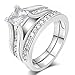 Womens Wedding Engagement Bands Ring Sets 18K White Gold Plated Princess Cut Eternity Solitaire CZ Crystal Best Anniversary Promise Rings Size 7