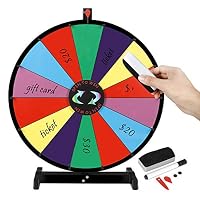 Smartxchoices 24" Tabletop Color Spinning Wheel 14 Slots Prize Spinner Display Board with Dry Eraser & Marker Pen Editable Carnival Fortune Spin to Win Casino Games Heavy Duty (24")