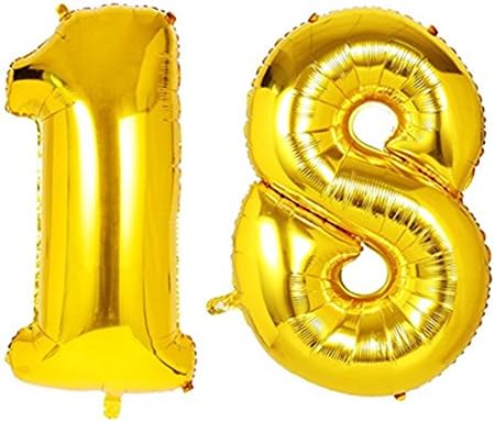 StarParty 40inch Gold Number 21st,30th,40th,50th,60th balloon Party Festival Decorations birthday wedding Anniversary coming-of-age ceremony Jumbo foil helium balloons. (40inch gold number 18)
