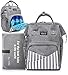 Diaper Bag Backpack - Large Waterproof Unisex Baby Diaper Backpack - Dark Grey